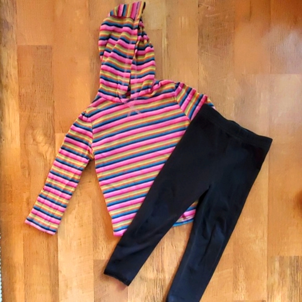 George Striped Hoodie with Arizona Black Leggings Set Size 4T